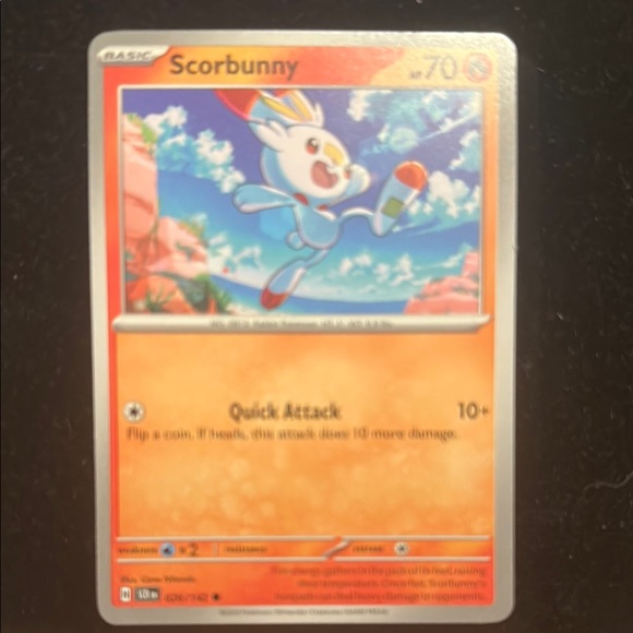 Pokemon Scorbunny Card - Red and Blue